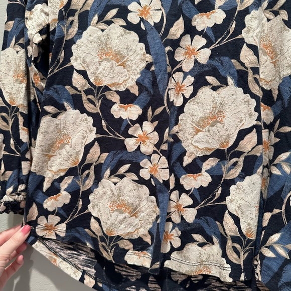 FatFace Women's Blue Cream Floral Blouse Top Size 2 - Picture 5 of 9